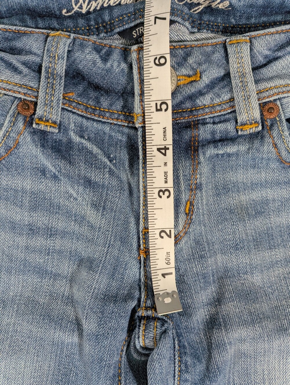 ❤️ 2009 American Eagle Low Rise Slim Boot Stretch Jeans Size 2 Short - Picture 8 of 13